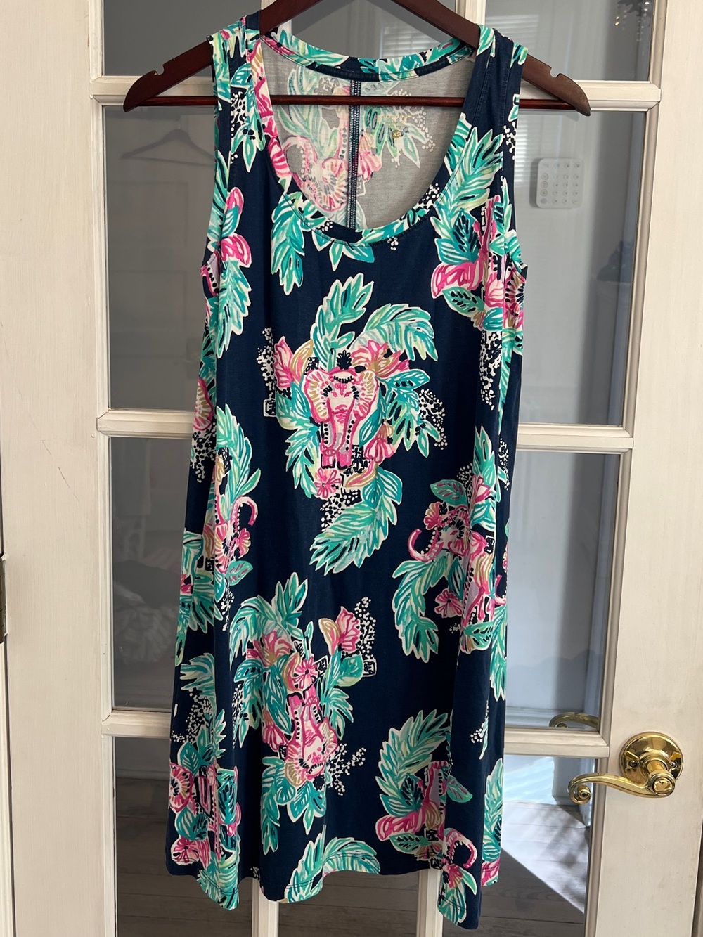 LILLY PULITZER Women’s Raylee Inky Peanut Gallery Elephant Pima Cotton Dress XS